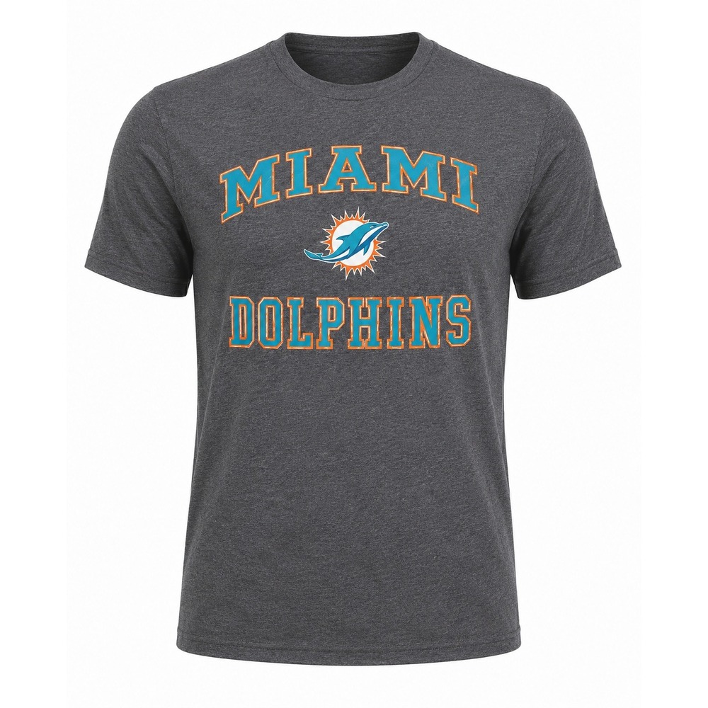 Miami Dolphins Majestic NFL T-Shirt Mens XL Gray‎ Aqua Orange Graphic Tee